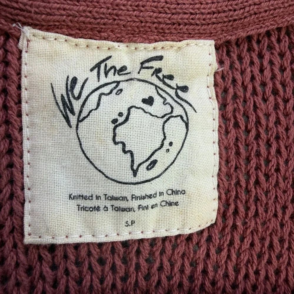 Free People We The Free Boho Indie Firefly Tunic Henley Knit Sweater Small